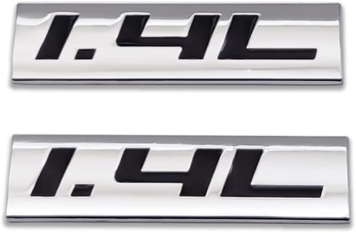 AxleZx 2X Chrome Metal 1.4L Logo Car Emblem Premium 3D 1.4 Badge Auto Door Fender Sticker Side Wing Decal (1.4L,Silver&Black)
