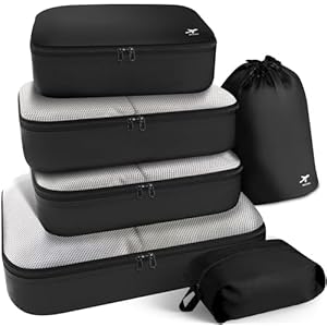 HOTOR Packing Cubes for Suitcases – 6 Pieces, Light Packing Cubes for Travel, Premium Suitcase Organizer Bags Set, Space-Saving Luggage Organizers, Travel Accessories and Essentials, Black
