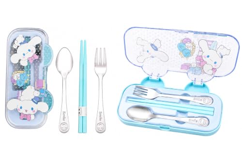 Image of Kids Cutlery Set with Box | Stainless Steel Spoon /Fork /Chopsticks | BPA-Free Food Grade Portable Lunch Utensils for School, Travel, Picnic & Camping