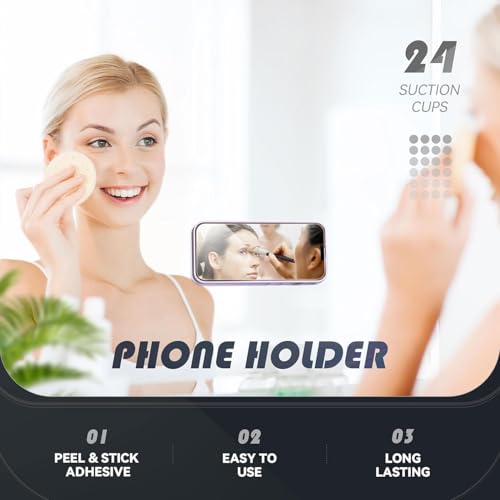 Image of CERLINK 4Pcs Black Suction Phone Case Sticker Grip Silicone Holder Mount for Hands-Free Mobile Accessory Holder Grip, Video Phone Accessory Compatible Mirror, Shower (Pack of-4)