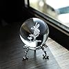 HDCRYSTALGIFTS 60mm 3D Fairy Crystal Ball Figurine Gifts for Women Men Laser Engraved Girl Dragonfly and Lotus Glass Crystal Ball with Stand Glass Ball Ornaments Decorations Christmas Art Decor #3