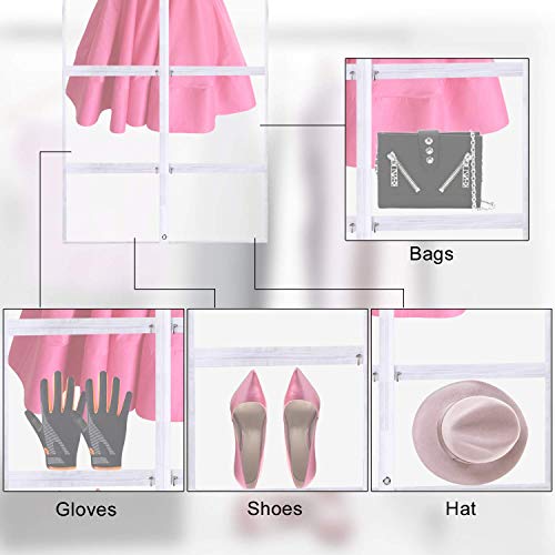 3 Packs Translucent PVC Garment Bag, Dance Costume Bags,Foldable 50 Inch Full Zipper Suits Bag Dream Duffel, Versatile Hanging Garment Bag with Name Card Pocket and 4 Large Zipper Pockets