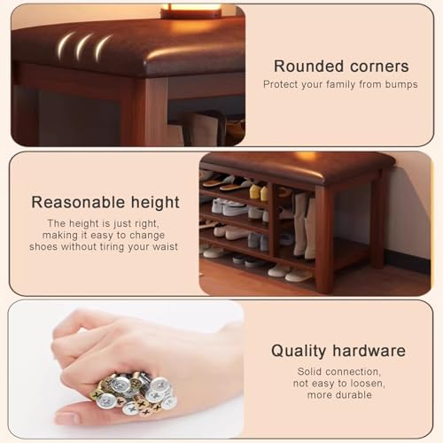 Banc à chaussures 4 niveaux marron avec coffre de rangement 100cm - 7