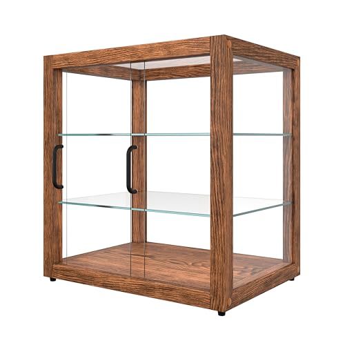Image of KoolMore 20 in. 3-Tier Dark Wood Countertop Dry Bakery Display Case, Pastry, Cake and Cookie Display with Tempered Glass