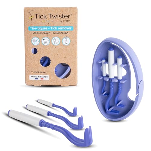 Tick Twister Tire Tique pour Chien, Chat et Humain (Set de 3) - Retrait Facile, Rapide et sans Douleur – Pince à Tique avec Boîte de Rangement, Idéal en...