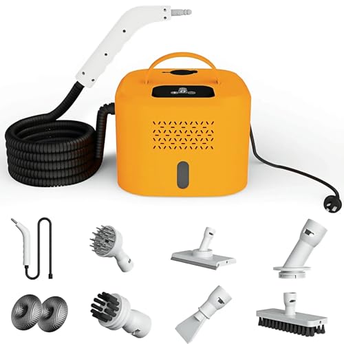 Dampfreiniger Handgerät, 1500W Leistungsstarker Steam Cleaner mit 6 Bürstenköpfen, 220V Mehrzweckdampfreiniger für Auto, Küche, Bad, Fliesen und Fugen