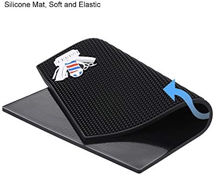 Black Barber Mat,Beauty Salon Table Mat,Non-Slip Heat-Resistant Silicone Barber Hairdressing Mat for Styling Hair Dryers Hair Trimmers (13inch x12inch x 0.35inch)