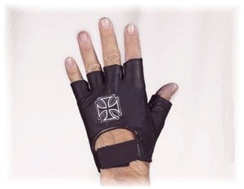 Guantes de piel negra Cruz de Malta no homologados CE Cover