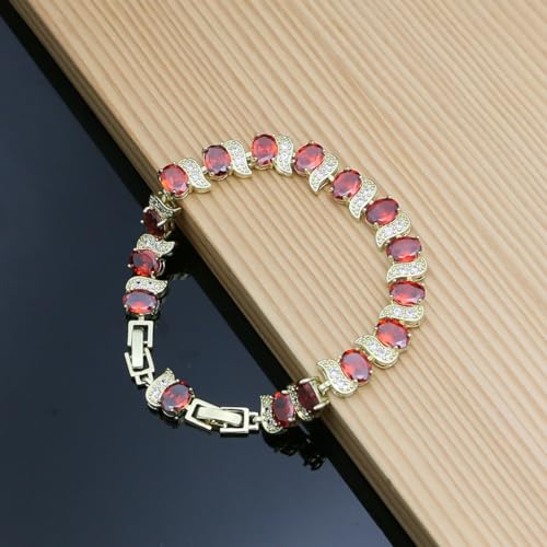 Image of LMXXVJ Fashion Tennis Bracelet Created Emerald White Gold Plated Charm Bracelet Gifts Jewelry for Women