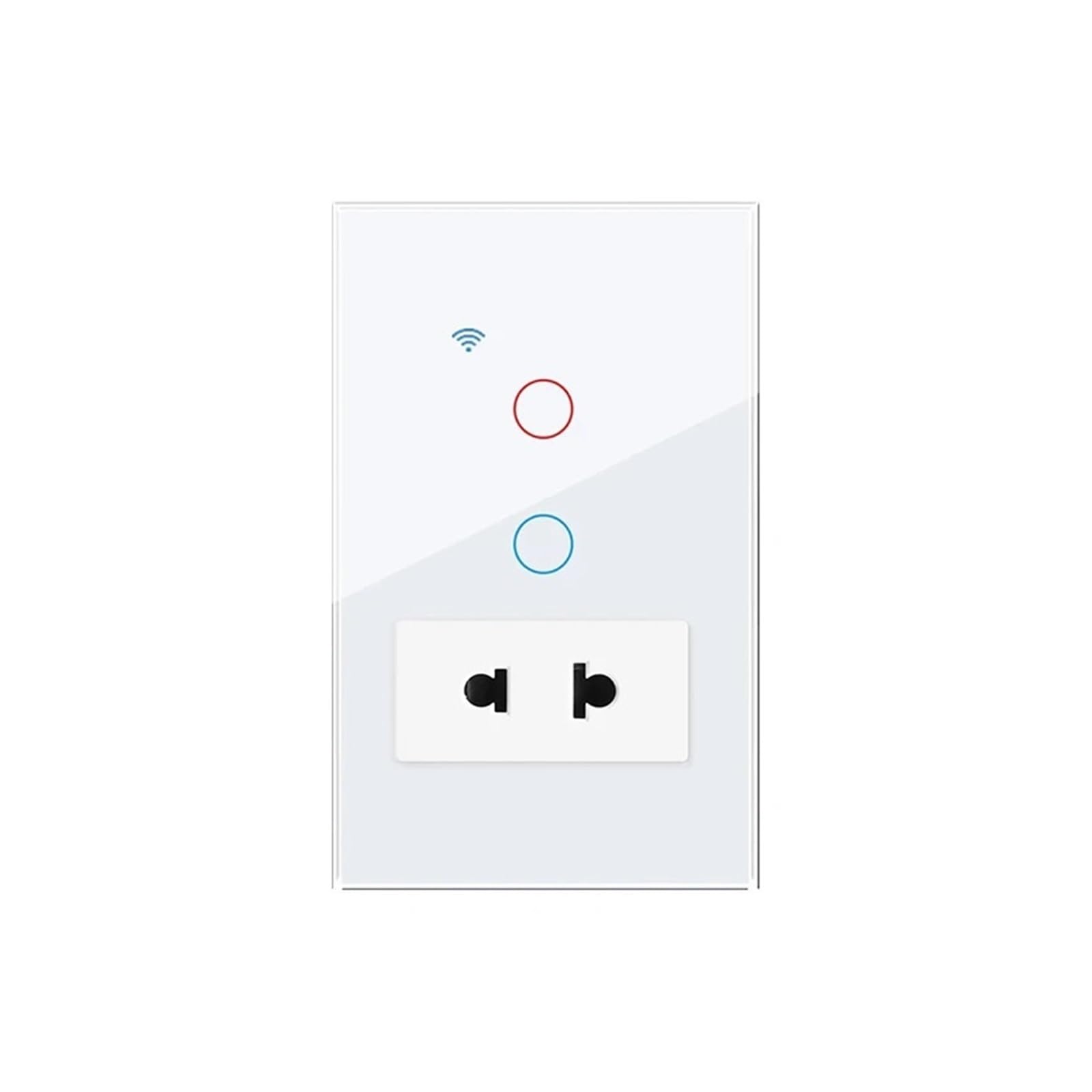 Prise de commutateur intelligente WiFi Standard thaïlandaise 118 × 75mm, commande tactile à 2 gangs, commande vocale APP Tuya(UB-T01W-2)