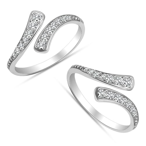 Image of TRUESILVER ACPL 925 Sterling Silver Toe Rings for Women (Adjustable) BIS Hallmarked Multi-Design Bichiya | Pure Chandi Foot Jewelry | Gift for Mom, Anniversary, Birthday