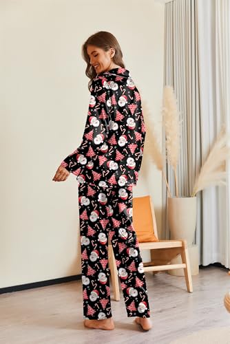 Image of Ekouaer Pajamas For Women Set Silk Pjs 2 Piece Satin Sleepwear Long Sleeve Button Down Lounge Sets With Pant