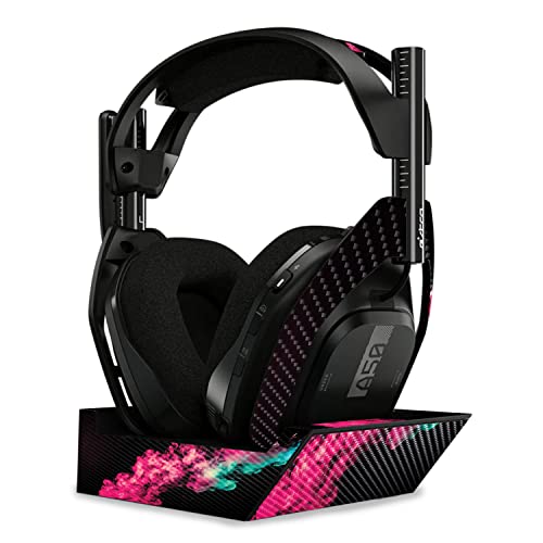 Image of MightySkins Carbon Fiber Skin Compatible with Astro A50 Wireless Headphones + Base Station (Gen 4) - Magenta Smoke | Protective, Durable Textured Carbon Fiber Finish | Easy to Apply | Made in The USA
