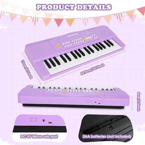 37 Keys Kid Toddler Toy Piano Keyboard Electric Pianos with Microphone — view 6