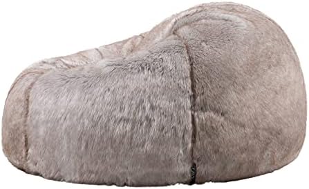 icon Lapin Faux Fur Bean Bag Chair, Grey, Luxury Fluffy Bean Bags Adult, Large Bean Bags with Filling Included, Living Room Bean Bags