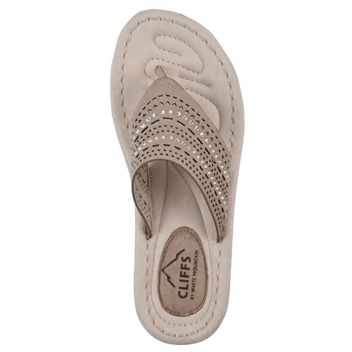 Image of CLIFFS BY WHITE MOUNTAIN Women's Comate Rhinestoned Mini Wedge Flip Flop Sandal