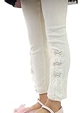 Waboats Winter Kids Girls Lace Flowers 2-6 Years Legging Pant 6 Beige