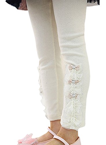 Romapig Winter Kids Girls Lace Flowers 2-6 Years Legging Pant (7, Beige)