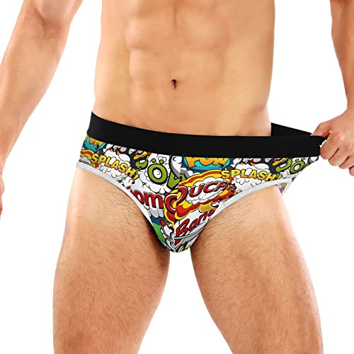 Men's Underwear Briefs Comfort Soft Stretch Classic Fit Comic Speech Bubbles Briefs with Contour Pouch3