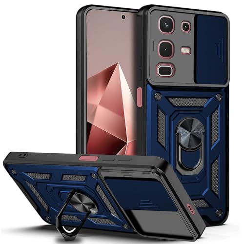 Image of AESTMO Tough Armor Inifnix Note 50S 5G+ Bumper Back Case Cover | Ring Holder & Sliding Camera Shield Cover | 360 Degree Protection Back Case Cover for Inifnix Note 50S 5G+ (Blue)