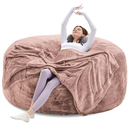 Image of Big Bean Bag Chairs for Adults,4FT,Bean Bag Chair with Filler Included,Memory Foam Chair,Removable and Washable Flannel Cover,Suitable for Bedroom and Dormitory. (Apricot, 4 Foot)