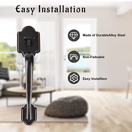 Dairazan Front Door Handle Oil-Rubbed Bronze - Front Entry Handleset Lower Half Lever Grip Adjustable Hole Pitch For Left And Right Handed Sided Exterior Door Handle Set #TOP4
