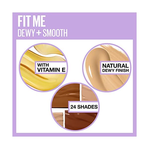 Maybelline Fit Me Dewy + Smooth Liquid Foundation Makeup, Natural Beige, 1 Count (Packaging May Vary)