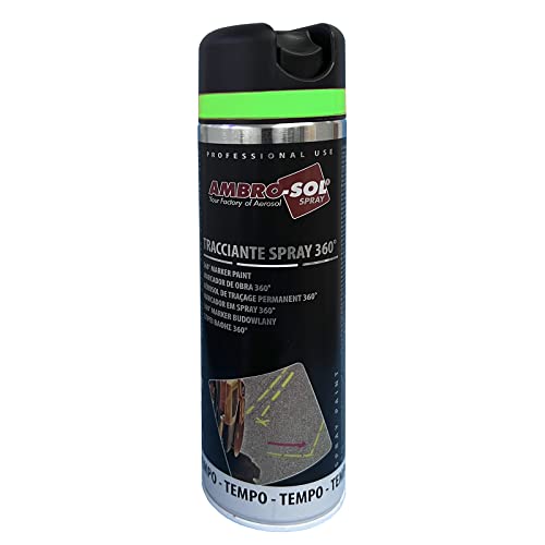 Ambro-Sol - Markierungsspray V403VERDEF 360 Markierungsfarbe für den Professionellen und Privaten Gebrauch für Asphalt Wände und Holz Weißblech-Spraydose 500 ml - Fluoreszierend Grün