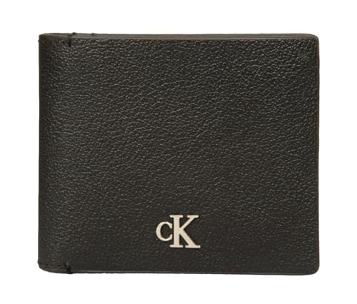 Portefeuille CK Jeans homme en cuir véritable noir Mono Bifold élégant