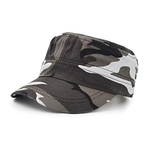 UltraKey Flat Top Baseball Cap, Men Women Cotton Baseball Twill Army Millitary Hat Cap Grey Cover