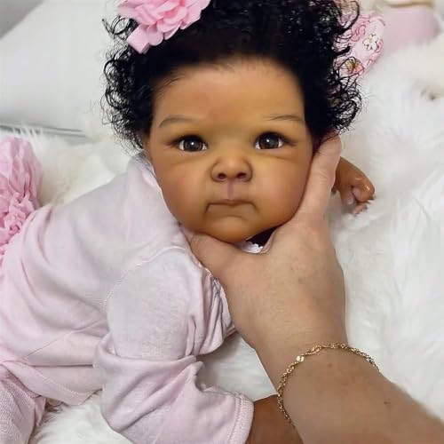 Muñeca Reborn Bebé Negra Vinilo 46 cm Realista miniatura 2