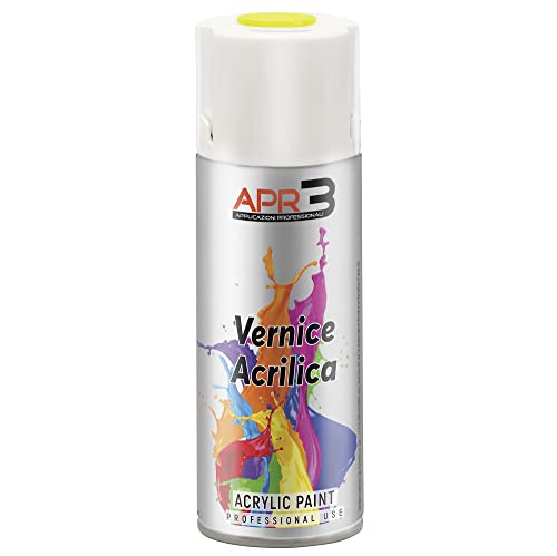 APR3 - S400FLUOR2 Vernis / Émail Finitions Spéciales Fluorescentes, Idéal pour les Matériaux qui Se Trouvent à l’Intérieur des Habitations, Aérosol en Fer Blanc Recyclable 400 ml, Jaune Cover