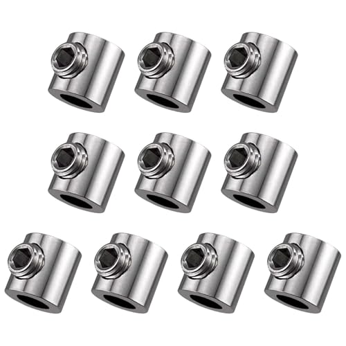 Amagogo Juego de 10 Abrazaderas para Cables de Acero de Montaje Sencillo, Multiusos, con un Solo Orificio, para Cables de Acero Inoxidable de 1 a 1,5 mm