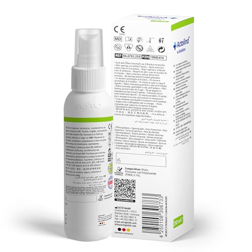 Actolind w Solution 250 ml Antiseptische Wundspüllösung in Sprühflasche Schmerzfreie Reinigung, Spülung und Befeuchtung von akuten, chronischen und infizierten Wunden & Verbrennungen PHMB PZN:10985416