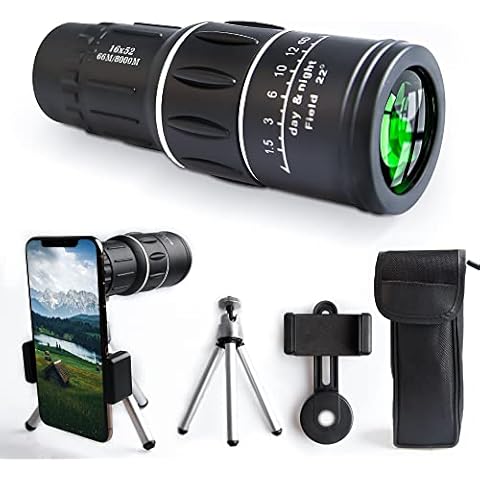 Monocular Telescope with Smartphone Adapter & Tripod & Hand Strap High Power with Clear Light Vision for Bird Watching Hunting Traveling Concert Star Watching Cover