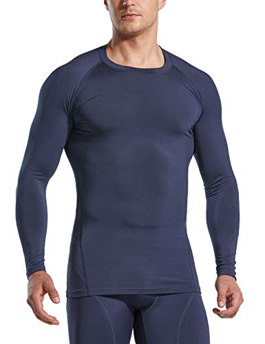 ATHLIO Men's Thermal Long Sleeve Compression Shirts, Winter Gear Sports Base Layer Top, Athletic Running T-Shirt, 3pack(lyd03) - Black/Charcoal/White, Medium