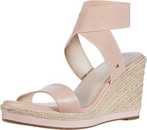 Cole Haan womens Cloudfeel Elastic 90mm Espadrille Wedge Sandal, Mahgany Rose Lth/Tonl Strtch Gore Nat Jute Wrp With Mahogany Strpe/Mahgany Rose Grossgrain, 7.5 US