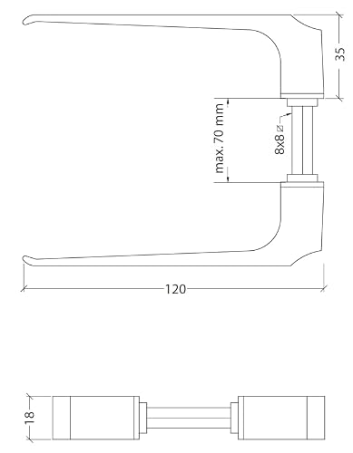 Miniatura 4 de Sivenci - Juego De Manillas Sin Escudo Para Puertas Tirador Para Puertas Juego Reversible Ambidiestra Cuadradillo De 8 Mm Aluminio Lacado Blanco
