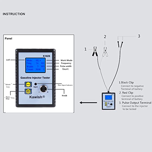 Kawish Fuel Injector Tester And Cleaner, Professional K102S Fuel Injector Tester, Automotive Gasoline Injector Tester Dc12V 1~50 Hz Diagnostic Tool #TOP3