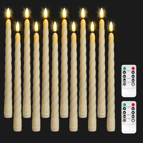 Bogies A LE,12 Pièces 25CM Bougies LED Avec 2 Télécommande,Bougies Sans Flamme,Bougies Longues LED,Bougies A Piles Pour Noël,Décoration De Chambre,Mariage,Pâques,Fêtes