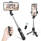 Mini Selfie Stick, Deerfun 4 in 1 Extendable Portable Bluetooth Selfie Stick Tripod & Phone Tripod Stand with Detachable Wireless Remote Compatible with iPhone 12 11 Pro XR Max, Android Phones