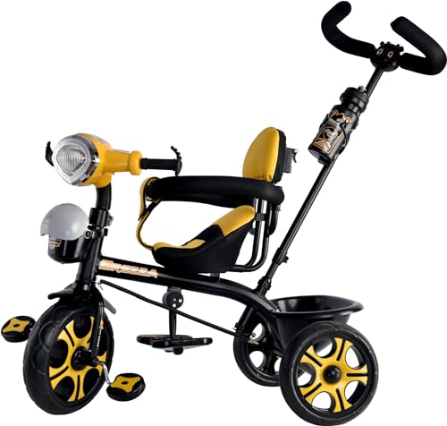 Image of Dash Super Baby Tricycle /Cycle with with Parental Control Handle 1-5 Years, Comfortable Seat and Sipper for Boys and Girls -Upto 25 Kg -Indoor and Outdoor (BREZZA DX) (Yellow)