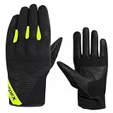 ASPIDEX Guantes de moto de tela de piel con certificado mate, para moto cross y enduro, color amarillo flúor, talla XXL