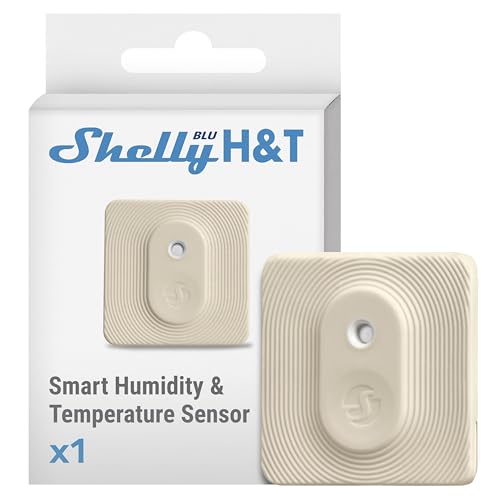 Shelly Blu H&T Elfenbein | Bluetooth-gesteuerter Temperatur- und Luftfeuchtigkeitssensor | Spritzwassergeschützter und Staubdichter | Schutzklasse IP54 | iOS-Android-App | Gateway Erforderlich
