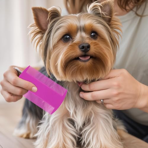 Pente de pulgas de 14 peças, pente para piolhos, dupla face, caspa, gato, plástico, para gatos, dent