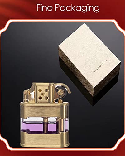 Windproof Pipe Lighter Fluid Refillable With Creative Transparent Bottle, Cool Classic Kerosene Lighters, Reusable Vintage/Antique/Classic Lighter, Unique Birthday Gifts For Men Dad Husband (Gold) #TOP5