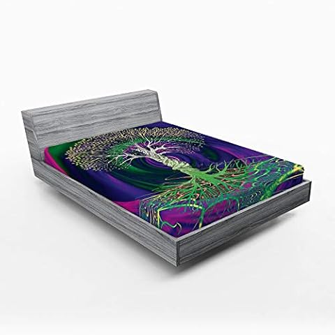 Ambesonne Fitted Sheet with Tree Design Cover