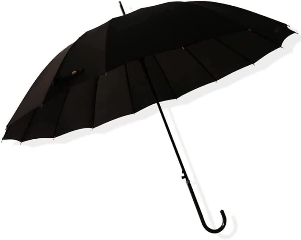 Windproof Umbrella Strong Umbrellas Solid Color Golf Umbrella Windproof Luxury Stick Umbrella Leather Handle Travel Wedding Cane Umbrella Umbrellas for Rain (Color : Black)