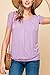 MBJ WT1175 Women's Scoop Neck Short Sleeve Pleated Front Blouse Tunic Top L Lilac