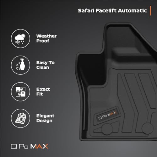 Image of Q Po Max Safari Facelift (AT) TPE Car Floor Mat |Anti Slip All Weather Mats for Safari Facelift at (Black)